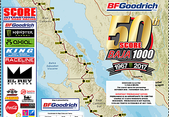 Course map unveiled for 50th BFGoodrich Tires SCORE Baja 1000