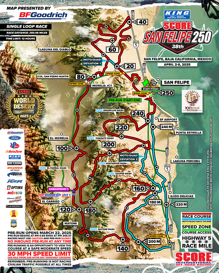 SCORE 2025 King Shocks San Felipe 250 Map