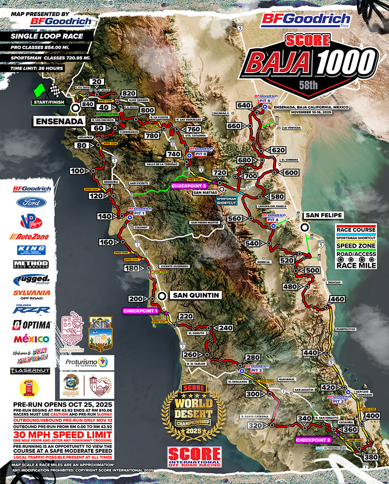 2025 SCORE Baja 1000 Course Map
