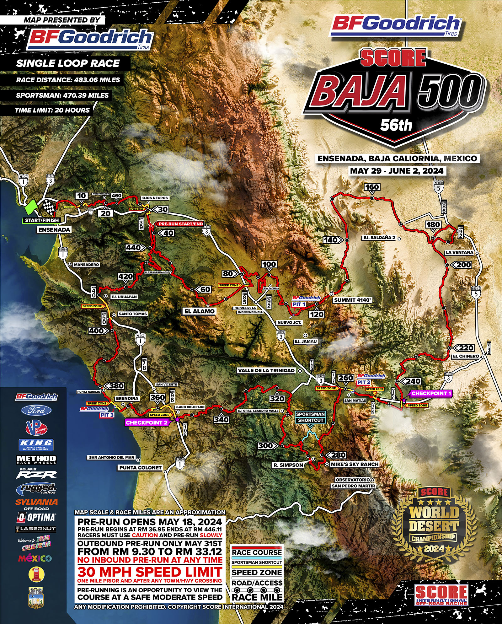 BFGoodrich 2024 SCORE Baja 500 Race Map